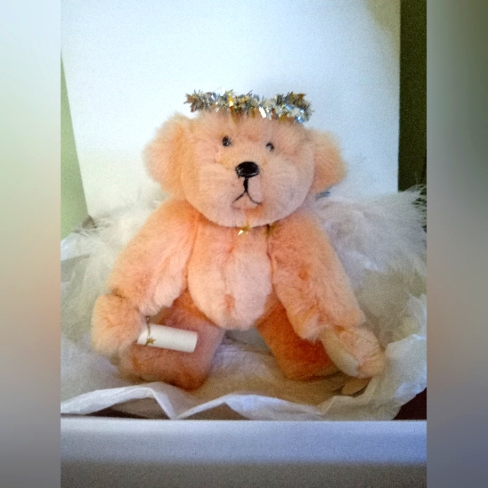 NWT: ANNETTE FUNICELLO - Guardian Angel Vintage Bear with Stand & Certificate
